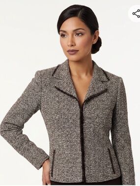 Akris Tweed Blazer with Dark Brown Trim
